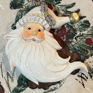 Source Unknown Santa Claus Ornament - Cream and Gold